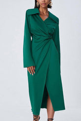 Trabajo Elegante Sólido Frenillo Color Sólido Cuello Vuelto Vestidos Línea A