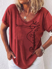 Bedruckte kurzärmlige lässige Baumwoll-T-Shirts