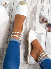 Sandalias planas Socofy con tiras en el tobillo, punta redonda, informales, para citas