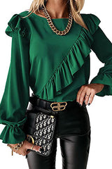 Elegant Image Ruffled Long Sleeve Top