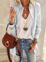 Einfarbige Chiffonblusen mit langen Ärmeln für Damen