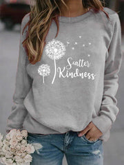 Sudadera informal de cuello redondo de mezcla de algodón estampada