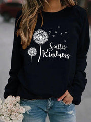 Sudadera informal de cuello redondo de mezcla de algodón estampada