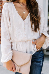 Just As Lovable Embroidery Button-Up Top
