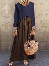 Patchwork-Farben, unregelmäßige Langarm-Maxikleider