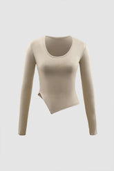 Asymmetric Hem Long Sleeve Top