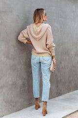 Suéter de punto con capucha y cuello en V "It's Your Love"