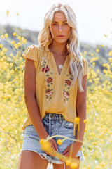 Cute As Ever Floral Embroidered Short Sleeve Top