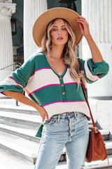 Suéter de punto con botones a rayas Here For You