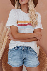 Tee for You – Weißes, gestreiftes Kurzarm-T-Shirt