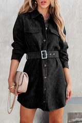 Catch Your Self Corduroy Button Up Mini Dress