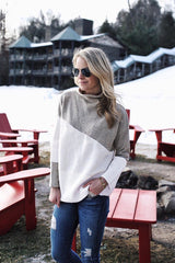 Top de punto de color puro con cuello alto de Graceful Ways