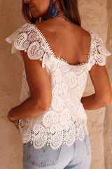 Holen Sie sich das weiße Spitzen-Häkel-Tanktop