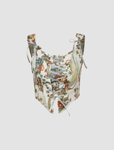 Corsé de tirantes retro romántico con lazo en la parte delantera