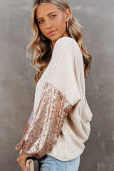 Style Skills Sequin Backless Long Sleeve Top