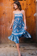 A-Linien-Midikleid mit Vintage-Blumendruck