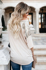 Tee for You – T-Shirt mit Paillettenärmeln und Tasche