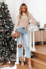 Top de punto con ribete de volantes Sunny Day Chic