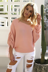 Blusa con mangas abullonadas y cordón ajustable Taking it Easy