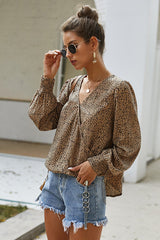 Draw You Close Printed Long Sleeve Wrap Top