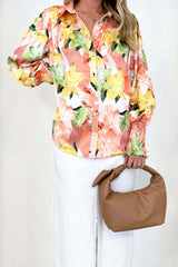 You've Got Me Collared Print Long Sleeve Top