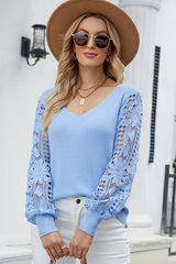 Suéter de punto de encaje de crochet Loving My Life