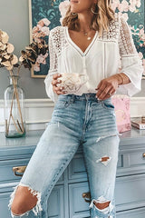 Casually Cute Lace Hollow-Out Top