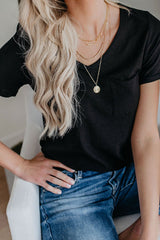 Basics Essential Pure Color T-Shirt mit V-Ausschnitt