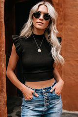 Top corto con mangas con volantes "What a Day"