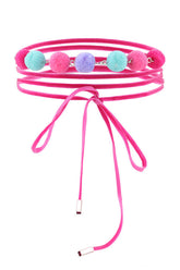 Gargantilla esponjosa con esfera rosa