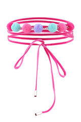 Gargantilla esponjosa con esfera rosa