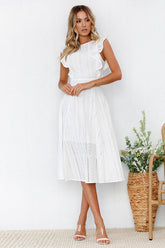 Butterfly Ruffle Sleeve Lace Midi Dress