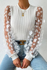 Top de punto acanalado con flores New Days Ahead