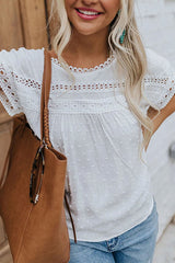 Every Summer Day Lace Dot Short Sleeve Top