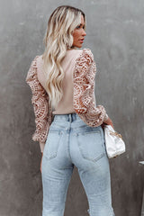 Top de punto de manga larga calado Just Vibing