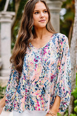 Speak Your Love Print Balloon Sleeve Top