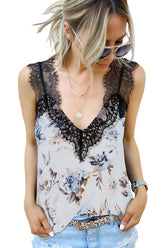 Your Sunshine Printed Lace Sleeveless Top