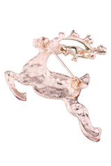 Broche de diamantes de imitación de alce navideño