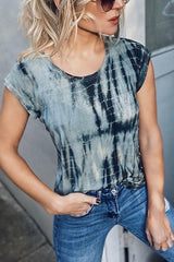 Watch the Waves Blaues Batik-T-Shirt