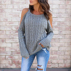 Schlichte Pullover mit offenen Schultern und Cut-Outs