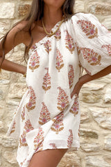 Vestido mini de un solo hombro con estampado "Feeling Compelled"