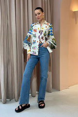 Top de manga larga con estampado bohemio y chic artístico