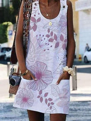 Vestidos rectos de moda para mujer sin mangas estampados