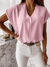 Blusas de mujer con escote en V y gasa elegantes y sencillas