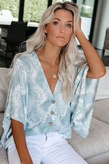 Sweet Fling Snake Print V-Neck Shirt