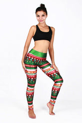 Pantalones de yoga con estampado de luces navideñas