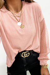 Top de manga larga con lunares transparentes en rosa "Di que me amas"