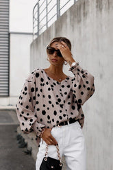 Mood Setter Polka Dot Print Button Down Top