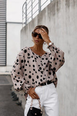 Mood Setter Polka Dot Print Button Down Top