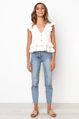 Sweet Songbird V-neck Layered Ruffle Top